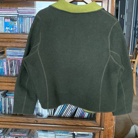Nygard ‘Blanket’ Cardi/Jacket Lime and Dark Army Green Size 14 - Picture 3 of 11